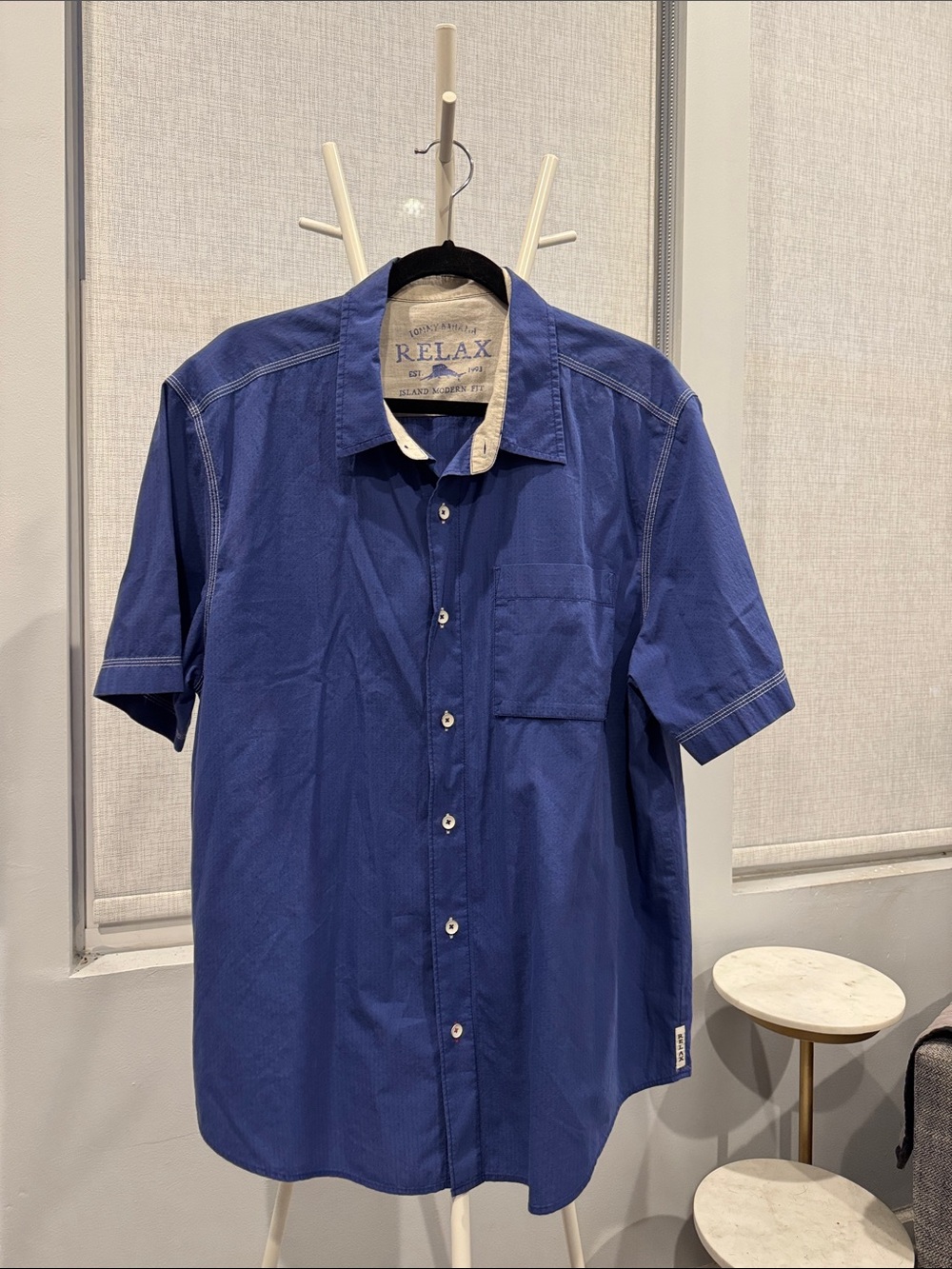 Tommy Bahama Relax Casual Short Sleeve Button-Down Shirt - Blue XL